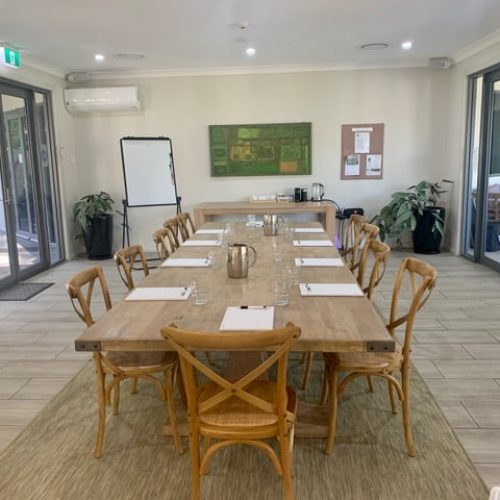 Board room type conversations are suited to our extra large dining room